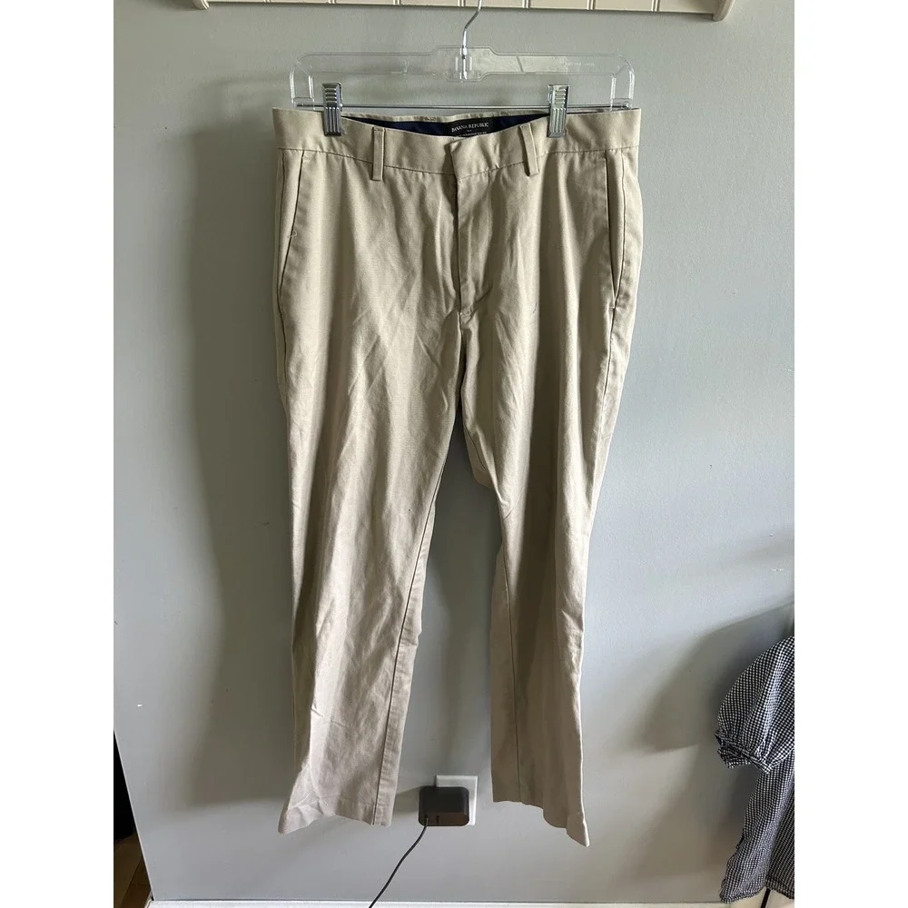 Banana Republic Mens 31x32 Non-Iron Tailored Slim Fit Chino Pants‎ Khaki Tan